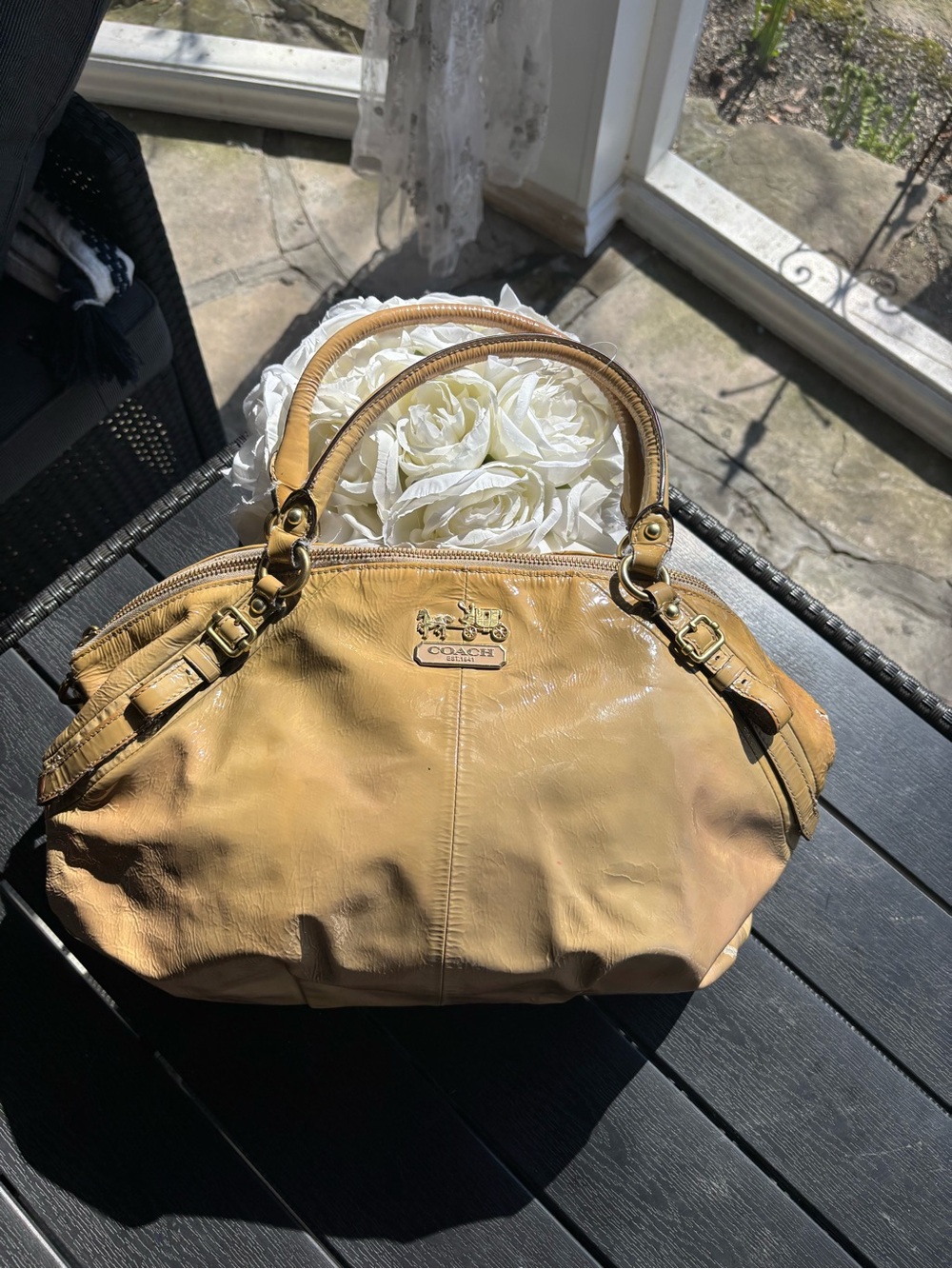 Rare Coach Tan Leather Satchel with Gold Hardware